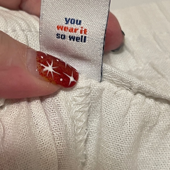 Old Navy White Linen Blend Pants Gauze Pockets Trousers Wide Leg Resort Medium - Picture 7 of 8